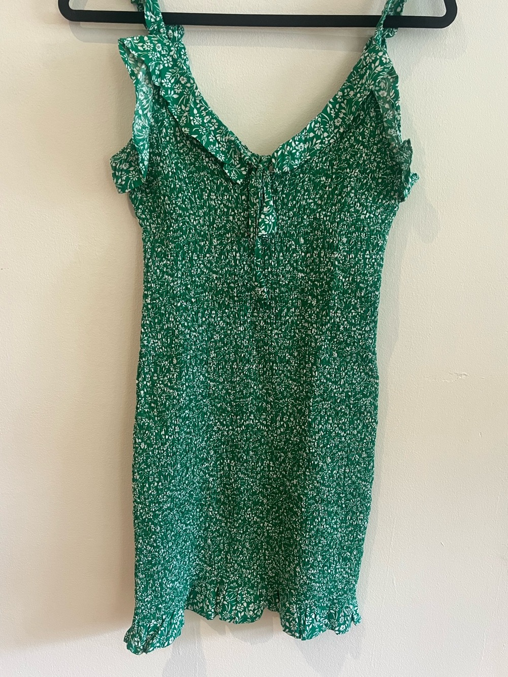 Green Floral Ruffle Mini Dress